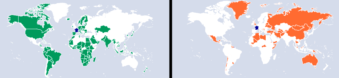Green and orange countries